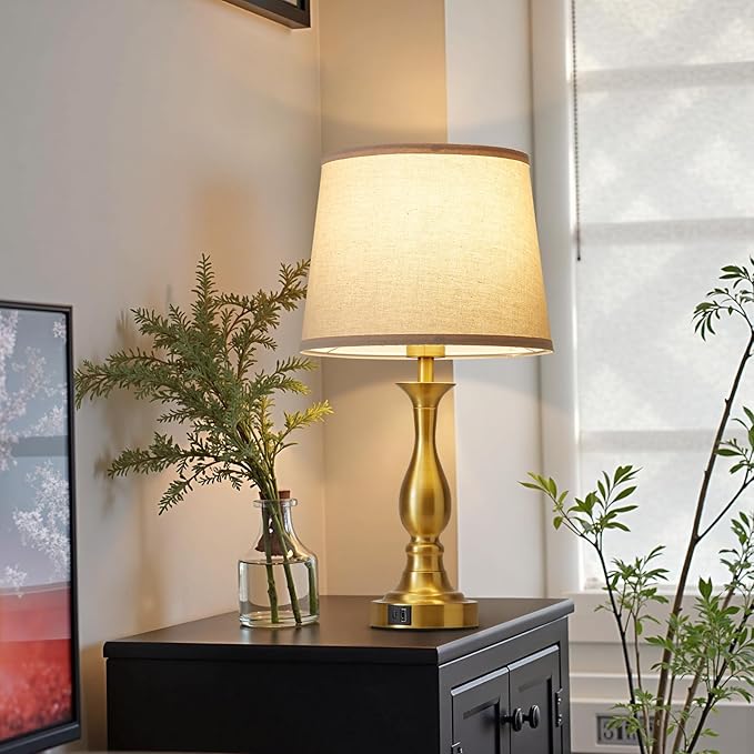 Bedside Table Lamp Touch Control Bedroom Lamps with USB-C USB-A Charging Port 3 Way Dimmable Touch Lamps for Nightstand Living Room Bedroom Dorm Home Office Reading, Set of 2