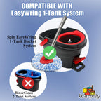 2 Pack Spin Mop Replace Head Compatible for Oceda EasyWring 1 Tank Triangle System, Microfiber Replacement Head Refills for 5.9inch Core, Included Base and 30-58in Handle