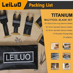 Titanium Multitool Blades Kits LEILUO 15 Pieces Oscillating Tool Blades for Nails Wood Packed by Storage Bag Compatible with Makita Ryobi Milwaukee and More