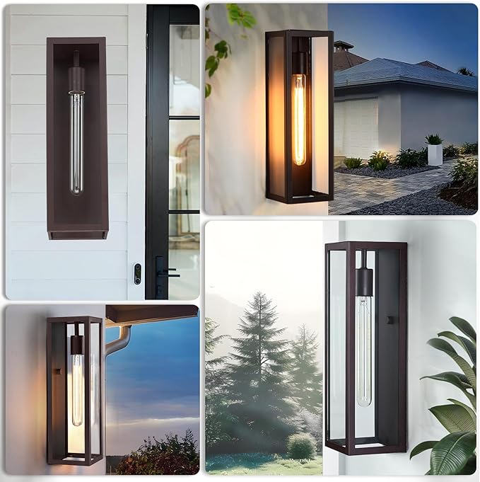 Brown Large Exterior Lighting Fixtures 2Pack, 16'' Waterproof Front Porch Lights Outdoor Wall Sconces, Outdoor Garage Lighting Fixtures Wall Mount for House Coach Carriage Lights Exterior