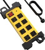 Heavy Duty Power Strip 8 Outlets - Surge Protector 2700J with 6FT Long Extension Cord, Industrial Metal Powerstrip 15Amp, Wall Mount Plug for Garage Workshop Outdoor Home Office, Wide Spaced (6ft)