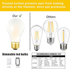 A19 Frosted Vintage LED Edison Bulbs 40W, E26 Dimmable LED Filament Light Bulbs, 4000K Neutral White,4W Equivalent 40W,400LM, AC120V, A19 Frosted Light Bulbs with 90 CRI,6Pack