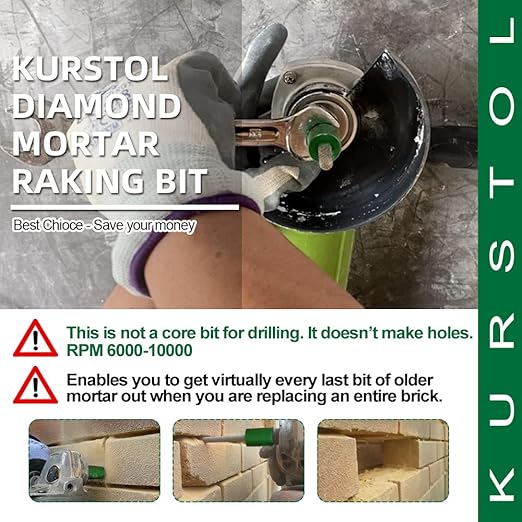 Diamond Mortar Raking Bit - 5/16" x 4" with 58-11 Thread for Brickwork Joint Mortar Removal Masonry,Stone,Concrete Angle Grinder Bit