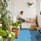 Goovilla Plastic Interlocking Deck Tiles, 36 Pack Outdoor Patio Flooring, 12"x12" Interlocking Decking Tile Outdoor All Weather Use, Waterproof Patio Pavers for Pool Balcony Backyard Porch, Blue