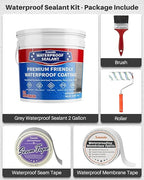 Polyurethane Waterproof Coating 2 Gallon, Light Gray, Multi-Surface Crack & Leak Repair Coating for Roofs, Basements, Foundations, Chimneys, Durable Flexible Protective Roof Sealant Waterproof