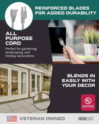 Iron Forge Cable Gray Outdoor Extension Cord 6 ft, 16/3 SJTW 6 Foot Grey 3 Prong Extension Cord Outdoor & Indoor, Weatherproof 13 Amp Heavy Duty Power Cable