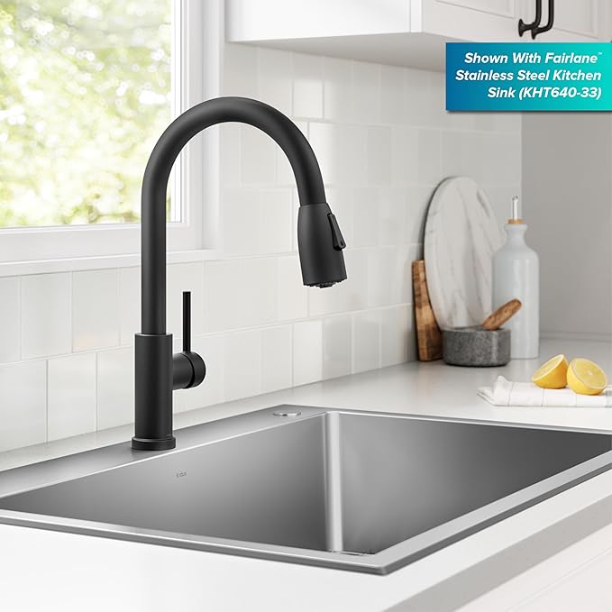 KRAUS Coda 2-Function Single Handle Pull Down Kitchen Faucet in Matte Black, KPF-1626MB