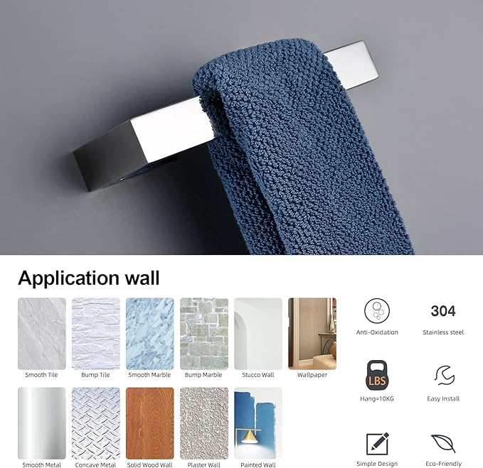 BAGNOLUX Bathroom Hardware Set, Bath Towel Holder Set SUS304 Stainless Steel, Towel Rack for Wall Mounted, Chrome Bathroom Accessories Set Fixture Heavy Duty, Polished Chrome