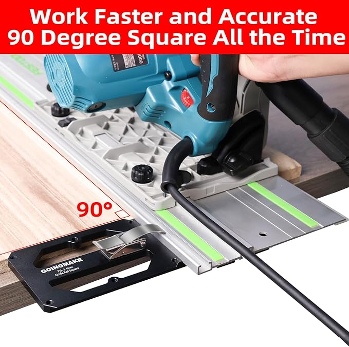 Compact Guide Rail Square with Edge Support,Track Saw Square,Track Saw Rail Square Guide,90 Degree Right Angle Guide Compatible with Festool and Makita for Fast, Easy Square Cuts
