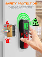 Mecurate 5-in-1 Stud Finder with LCD Display, Wall Scanner for Studs, Metal, AC Wires Detection, Lightweight & Durable, Perfect for Homeowners & DIY Projects(Red)