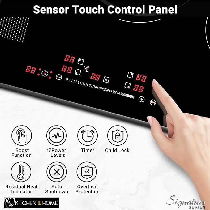 K&H SIGNATURE SERIES 5 Burner 31.5 Inch Built-in Induction Electric Stove Top Ceramic Cooktop Touch Control 240V 9200W IN30-9200FLX