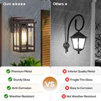 9.76'' Outdoor Wall Light Fixtures 2 Packs, Waterproof Porch Lights Lanterns, Exterior Modern Brown Wall Mount Lighting, Anti-Rust E26 Outside Scones for House Front Door Garage Patio, 2 Pack