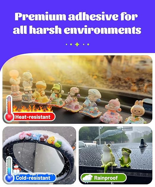 Removable Car Double Sided Glue Sticky Dots, Strong Hold Adhesive Dots for Car Dashboard Decorations, No Residue Transparent Mounting Tape for Auto Accessories 268pcs