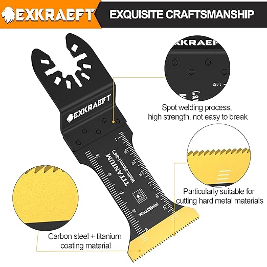 18 PCS Titanium Oscillating Tool Blade, Professional Universal Multitool Blades for Wood Plastic Metal, Multi Tool Blades Kits Fit Dewalt Milwaukee Ryobi Rockwell Fein