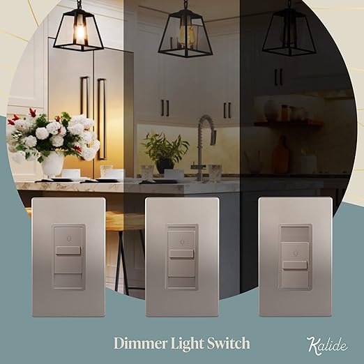 TOPGREENER Digital Dimmer Light Switch for 200W Dimmable LED/CFL Lights, Single Pole Led Slide Dimmer Switch, Neutral Wire Not Required, UL Listed, TGDS1-NK, Nickel,1 Pack