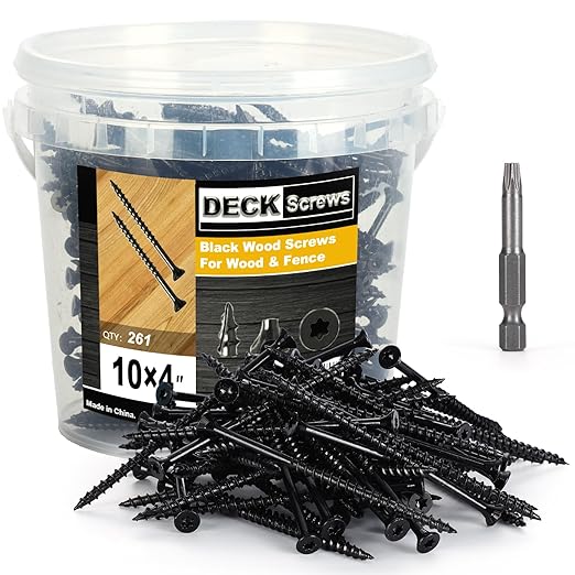 Deck Screws #10X4’’, T25 Star Torx Drive Flat Head Wood Screws, Black, 5lb