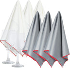 VitalCozy 6 Pcs Wine Glass Polishing Cloths Large Microfiber Cleaning Cloths 25 x 20 Inch Lintless Towels for Drying Wine Glasses Cleaning Window Stemware Dishes Glassware (Gray, White)