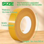 CHENYA Double Sided Tape Heavy Duty,1" X 164 Ft,High Tack Strong Wall Adhesive with Fiberglass Mesh,Super Sticky Resistente Clear Mounting Tape for Crafts,Carpet,Picture