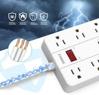 Power Strip with USB,Surge Protector Flat Plug with 8 Widely Spaced Outlets and 6 USB Ports(1 USB C), 5ft Extension Cord Wall Mountable Phone Tablet Laptop Computer Multiple Devices