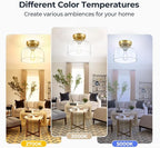 Semi Flush Mount Ceiling Light Brushed Gold - Clear Glass Pendant Lamp Shade, Modern Farmhouse Light Fixture for Hallway Corridor Kitchen Entryway Bedroom, Bulb Not Included