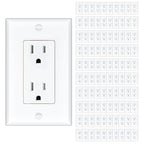 Amico 100 Pack Wall Outlet, 15 Amp Outlets, UL Listed, Tamper Resistant Standard Electrical Outlet, Decorator Receptacle with Wall Plate, Suitable for Home and Business, 125V/1875W, White