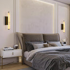 Alabaster Wall Sconces, 15in Black Alabaster Sconce, Modern Spanish Natural Marble Sconces Lights, Rectangle Sconces for Bathroom Vanity Bedroom Living Room Staircases Hallway