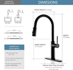 Matte Black Kitchen Faucets High Arc Single Handle Tall Kitchen Faucet with Pull Down Sprayer, Solid Brass 19 inch
