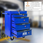 4-Drawer Steel Rolling Tool Cart with Wheels & Handle, Heavy-Duty Tool Chest Storage Cabinet for Garage and Workshop