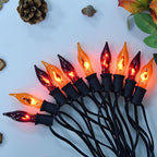 Orange and Purple Halloween Lights - Flickering Flame String Lights, 12.8Ft Indoor Outdoor Halloween Lights C7 Retro Flame String Lights, Ideal for Fall Halloweens Decorations for Home Party