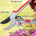 Garden clippers, premium Germany pruners, Work 3 times easier, professional ratchet pruning shears, cutting rose, flower, hedge, stem, tree, Sharp gardening scissors, Arthritis weak hand snips