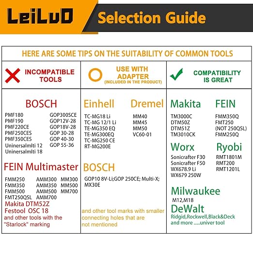 LEILUO 50 Pcs Oscillating Saw Blades Kit Extra-Long Titanium Multitool Blades for Wood Nails Drywall Universal Oscillating Tool Accessories with Storage Bag Fits DeWalt Makita Milwaukee and More