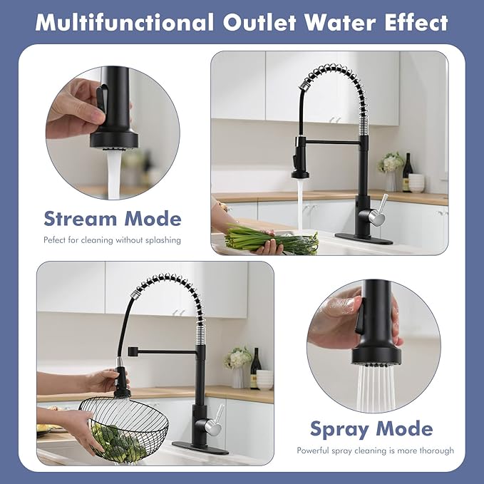 GIMILI Black and Nickel Touchless Kitchen Faucet with Pull Down Sprayer, Motion Sensor Smart Hands-Free Single Handle Kitchen Sink Faucet, Single Hole Kitchen Spring Faucet