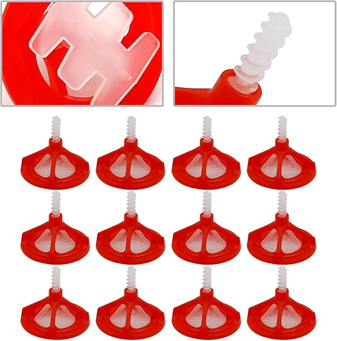 Tile Leveling Kit Tile Leveling System Clips Tile Anti-Loosening and Spacing System Kit (1/16"-300pcs White Base Tile Spacers + 100pcs Red Cap)