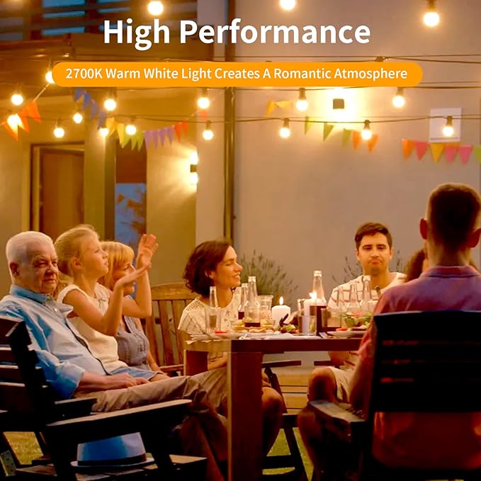 15pack G40 LED Replacement Light Bulbs120V 0.6 Watt E12 Screw Base Shatterproof Globe Bulbs for Outdoor String Lights Dimmable Edison Light Bulbs for Patio Decor, 2700K Warm White