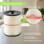 MZY LLC 1 Pack 17816 Filter for Craftsman Shop Vac Filter Cartridge Replacement with 2 Pack CMXZVBE38749 General Purpose Dust Collection Bags for 16 and 20 Gallon Shop Vacuums