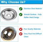 Drip Pan Electric Stove Burner Covers for Whirlpool W10278125, 4 Pack(2x6" and 2x8")