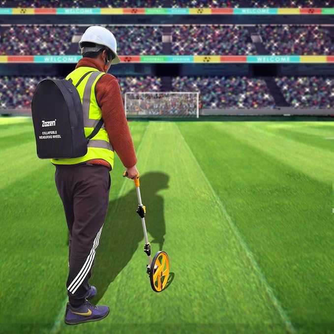 Zozen Measuring Wheel in Feet and Inches, Mechanical/Double Collapsible/One Key to Reset/Kickstand to Keep Stand/Starting Point Arrow and Cloth Carrying Bag, 0-9,999 Ft Measure Wheel.