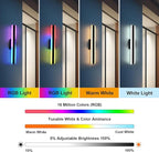 TODOLUZ 2-Pack 24-Inch Outdoor RGB Wall Light Fixture, IP65 Waterproof 16W Dimmable LED Linear Wall Sconce Lighting with Remote Control for Porch Garage Party Gathering