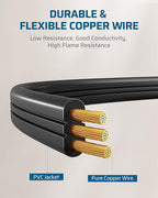 DEWENWILS 6FT Flat Plug Extension Cord, 3 Prong Ultra Thin Power Strip, 13A/125V/1625W, 16/3 Awg Grounded Flat Power Cable for Indoor Narrow Space, SPT-3 Cord, ETL Listed, Black, 2 Pack