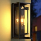 15in Motion Sensor Outdoor Wall Sconce-Black Modern Exterior Lighting Fixture Waterproof Porch Lights Large Outside Lantern Wall Mounted for Coach Doorway Patio