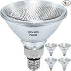 Halogen Flood Light 120V 90W, Dimmable PAR38 90W Light Bulbs for Indoor and Outdoor, E26 Medium Base, Warm White, High Output Reflector Flood Lights, 4Pack