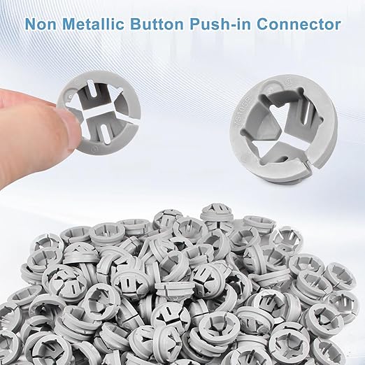 120 PCS 3/8-1/2 Inch Non Metallic Button Push-in Bulk Connector, Cable Connectors Electrical Conduit Fittings Junction Box Gray, Fits for 1/2 Inch Knockouts