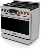 Gordon Ramsay by THOR Kitchen 36 Inch Professional Liquid Propane Range with Tilt Panel Touch Control in Stainless Steel/Rose Gold