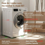 SKM Universal Washer and Dryer Pedestal Stand for 27" & 28" Machines | Heavy-Duty Steel, 700LB Capacity | 15.7" Height, Anti-Slip Design, White