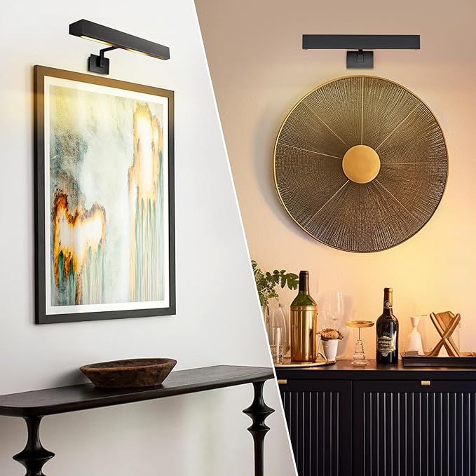Picture Light, 18" Black Picture Lights for Wall, Bronze Art Lights Hardwired, Dimmable Gallery Light, 3000K Vanity Lights, Picture Frame Light for Bathroom Wall Sconces Artwork Poster Display