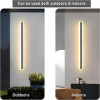 2 PACK-79inch Long Outdoor Modern LED Wall Light,Waterproof IP65 Warm White 110V led Wall Mount Lighting Fixture Rectangular Black Elegant Frosted White Acrylic Anti Rust.