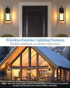 17'' Solar Porch Lights Outdoor 2 Packs, Waterproof Motion Lights for Outside, Black Dusk to Dawn Outdoor Lighting Modern Wall Sconce Lantern, Exterior Lighting Fixtures for House Patio Garage