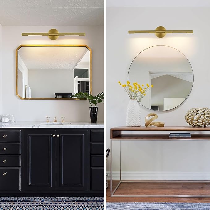 Gold Brass Hardwired Picture Light, 30" Knurled Dimmable Rotatable 360° Picture Lights for Wall, Vanity Light, Gallery Wall Light, Art Lighting, Picture Frame Light,Include Bulb