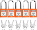 SAFBY Lockout Tagout Locks, Safety Padlock, Keyed Differently Loto Safety Padlocks for Lock Out Tag Out Kits Station (Orange 1-10)