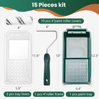 Paint Roller Kit, 15 Pcs 4 Inch Small Roller, Paint Tray, Paint Tray Liners and Paint Roller Frame, Home Improvement Paint Supplies, Mini Paint Rollers for Painting Walls